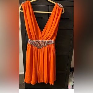 French connection sz 4 v-neck plunge boho beaded dress